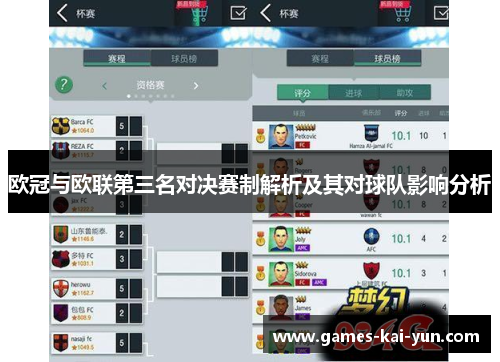 欧冠与欧联第三名对决赛制解析及其对球队影响分析