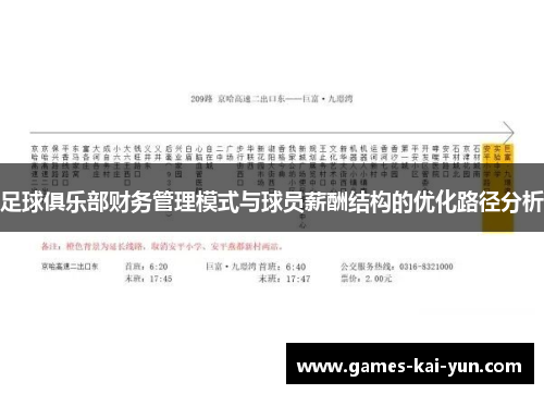 足球俱乐部财务管理模式与球员薪酬结构的优化路径分析