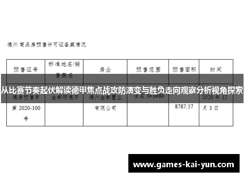 从比赛节奏起伏解读德甲焦点战攻防演变与胜负走向观察分析视角探索 从比赛节奏起伏解读德甲焦点战攻防演变与胜负走向观察分析视角探索